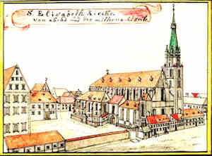 S. Elisabeth Kirche von abend und der mitternachtseite - Koci w. Elbiety, widok od pnocnego-zachodu